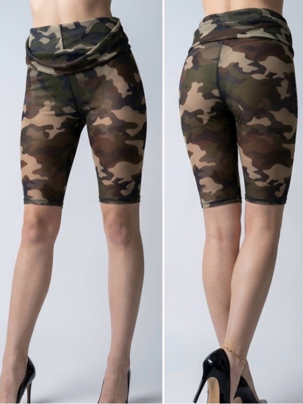 NWOT ⚜️🪖⚜️ Laina Rauma camo mesh see through biker shorts